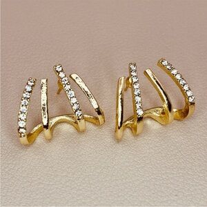Gold Crystal CZ Stud Earrings